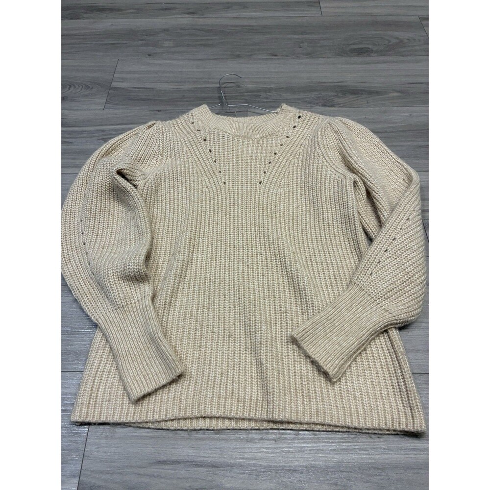 Biltmore Womens Medium Oatmeal Ribbed Sweater Pullover Crewneck Retro Cozy Knit